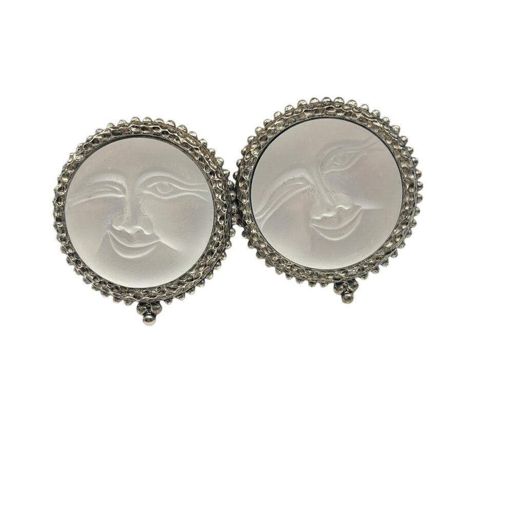Extremely Rare Vintage DONCASTER Winking Moonface Clip On Earrings